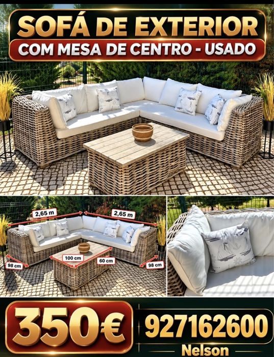Sofá exterior com mesa