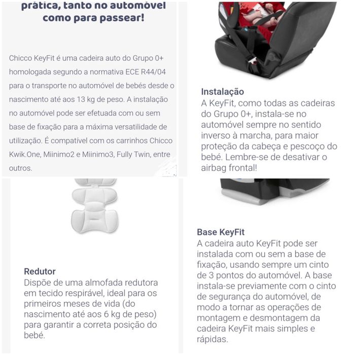 Vendo Carrinho + Ovo com base de fixação CHICCO434463767381954563