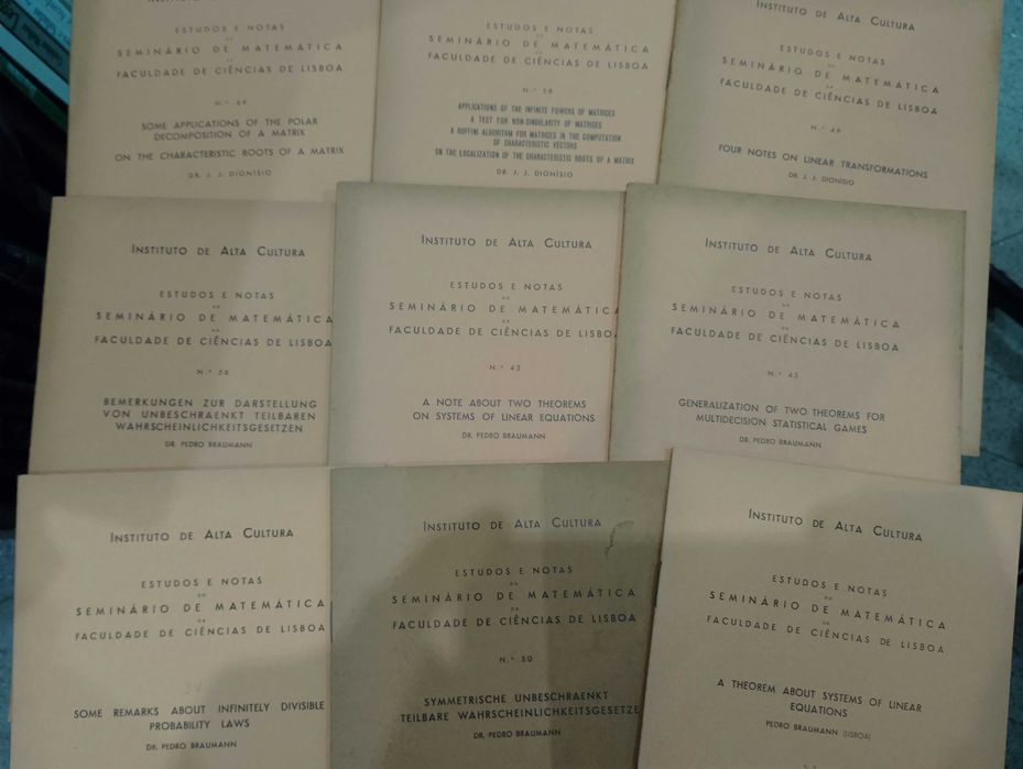 Seminário Matemática Faculdade Ciências de Lisboa 1954/62, 59 unidades