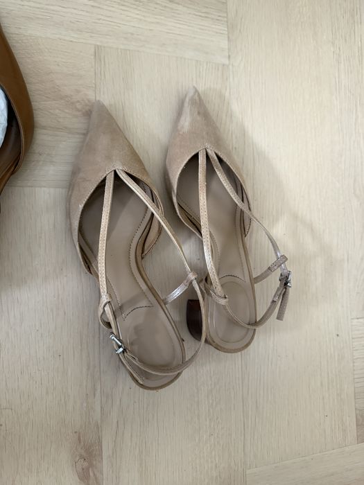 Шкіряні слінгбеки мюлі zara коричневі