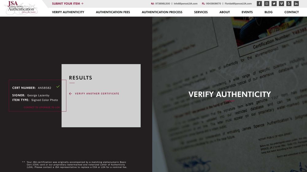 ! AUTOGRAF George LAZENBY fotografia 20x25 cm Certyfikat JAMES BOND