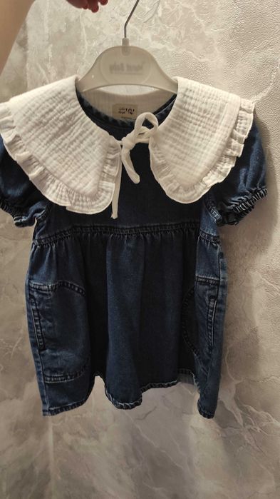 Дитяча джинсова сукня + комірець