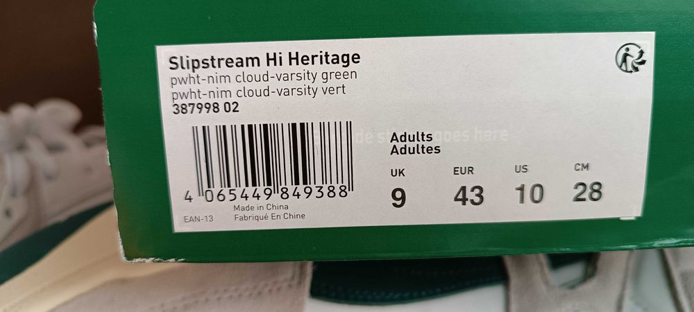 (r. Eur 43) Puma Slipstream Mid Nike White Green 387998,-02