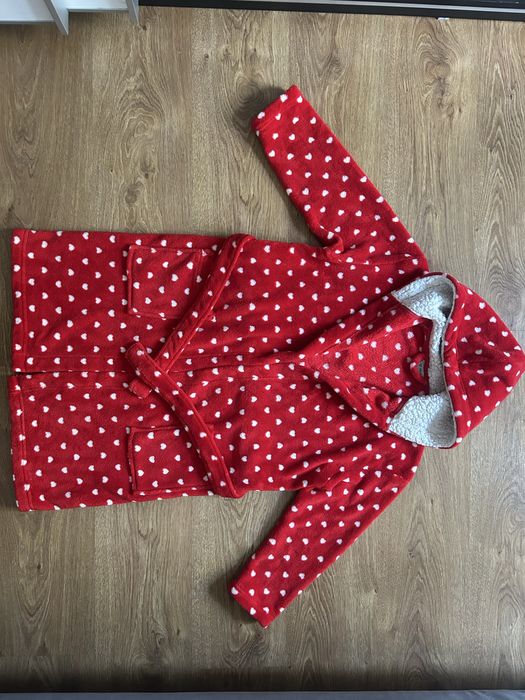 Szlafrok Czerwony w białe Serduszka NEXT 140