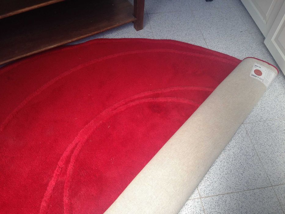 Tapete redondo vermelho 100% lã grandes dimensões