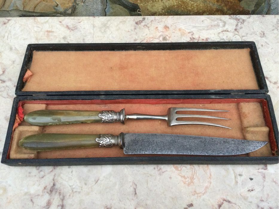 Trinchates talheres Nobres acabamentos Prata Séc XIX 32,5 cm