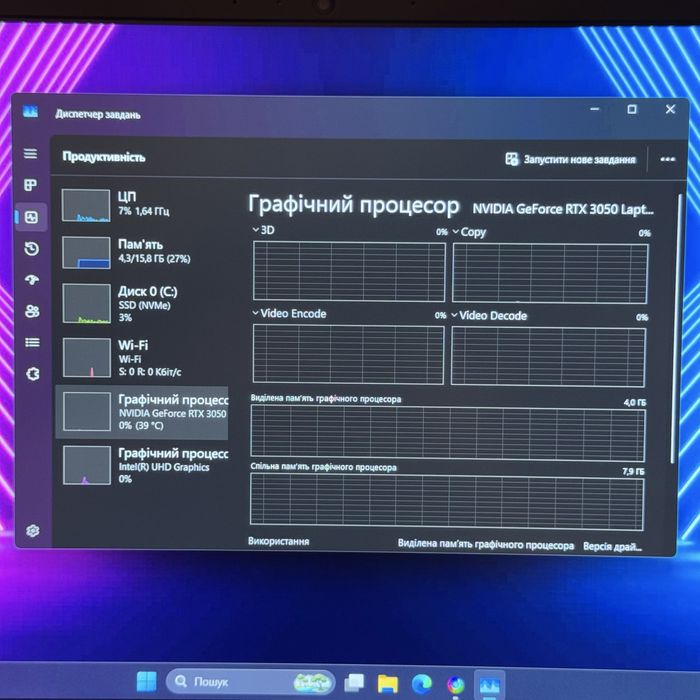 Ігровий ноутбук Gigabyte Rtx 3050, i5 11400, 512Gb