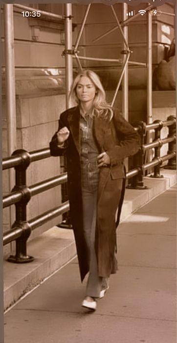 Casaco Massimo Dutti comprido pele camurca