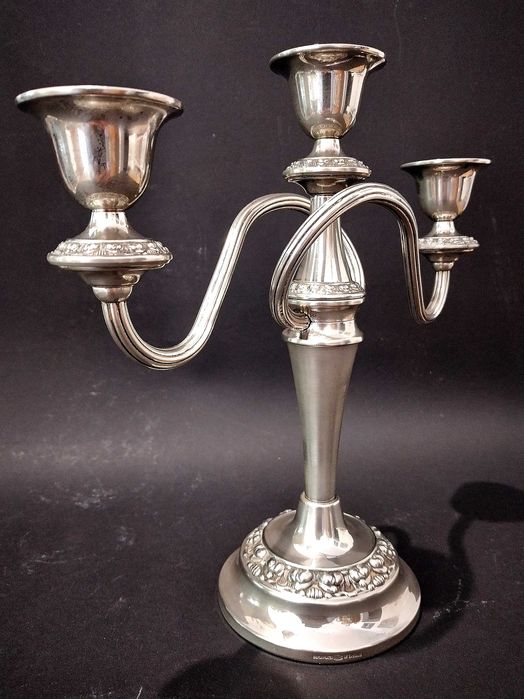 Świecznik plater 3-ramienny angielski sygnowany