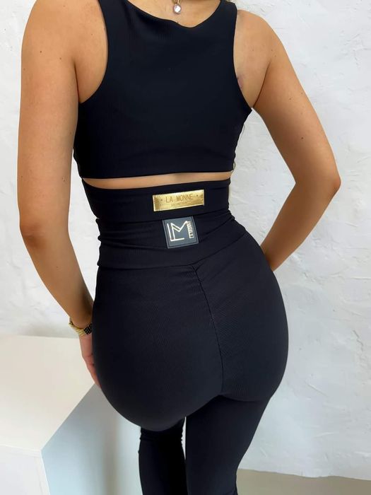 Legginsy La Monne S M czarne beżowe