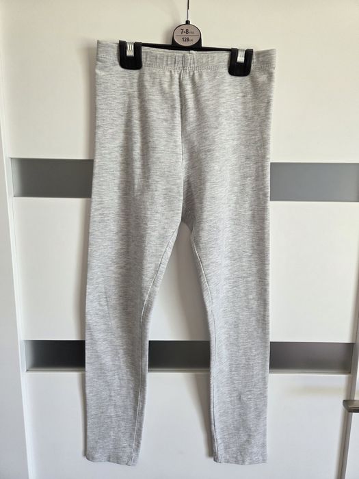 2x legginsy szare brokat H&M r. 134cm 8-9lat