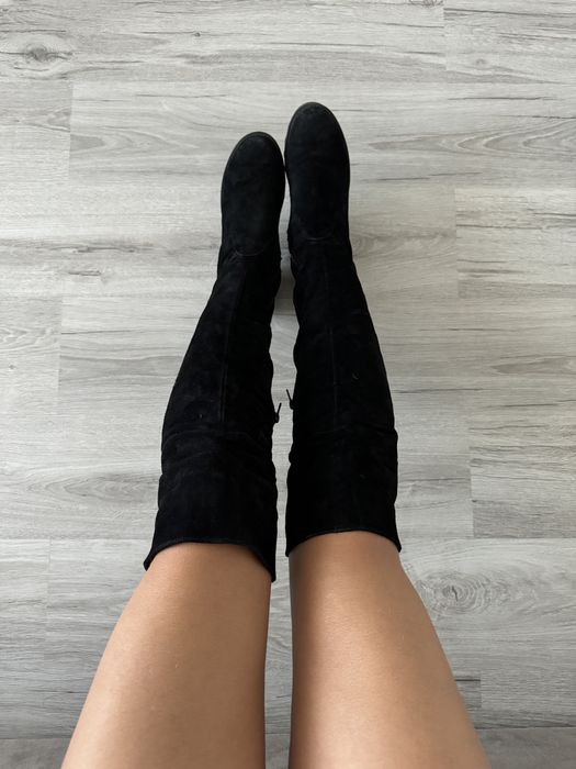 Чоботи високі жіночі ботфорти замшеві натуральні