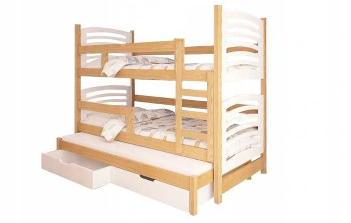 Łóżko piętrowe LILA 3 osobowe, materace 160x75 | 180x75 gratis