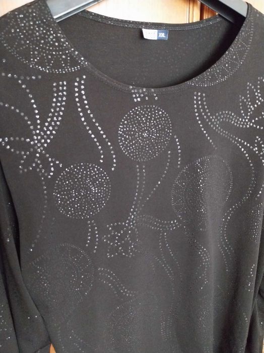 Camisola preta com estampado e efeito brilhante, XXL, TCO