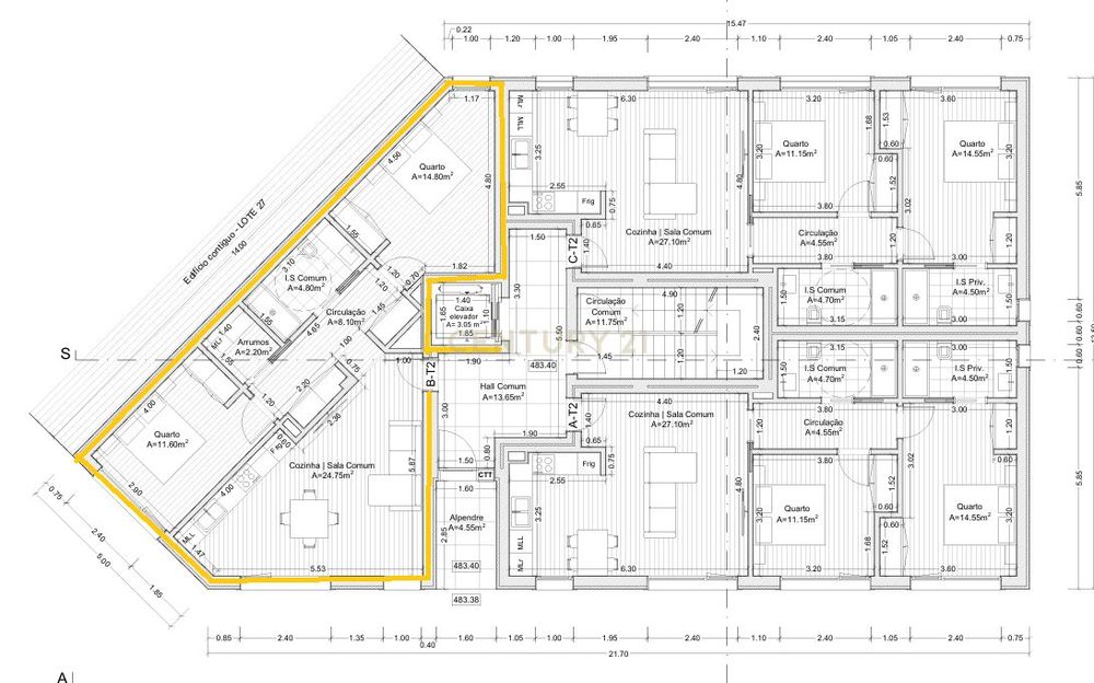 Apartamento em construção do Tipo T2