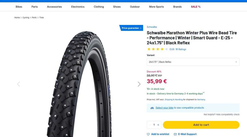 Велопокрышка зимняя велорезина покрышки велосипедные 24x1.75 Schwalbe