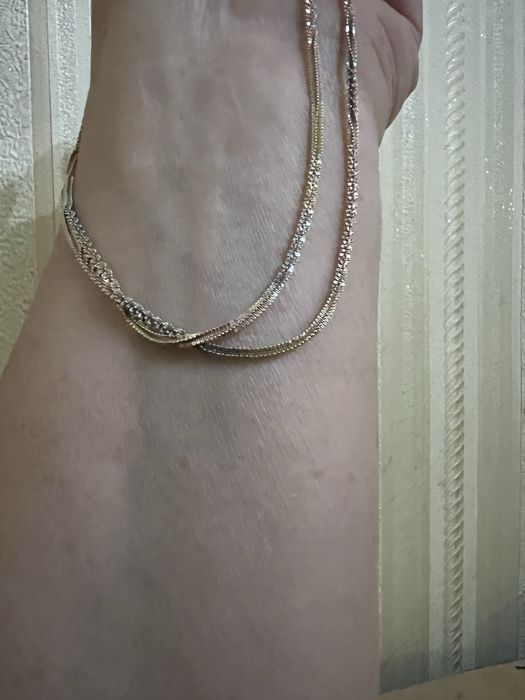 Серебряная цепочка s925 Italy, 60 см, трёхцветное покрытие