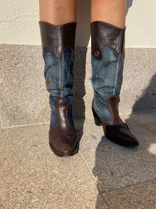 Botas em Couro Natural com Ganga - No 38