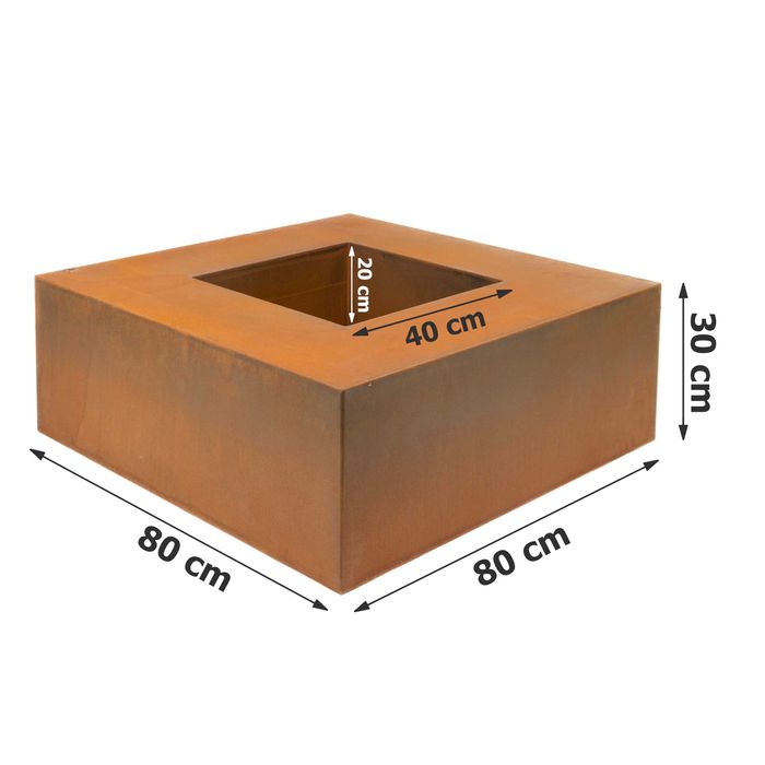 Palenisko ogrodowe Stal Corten Kwadrat 80 cm + GRATIS Kijki Stal