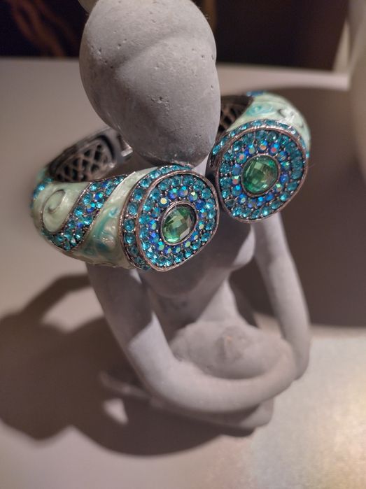 Włoska metalowa bransoleta turkusowa