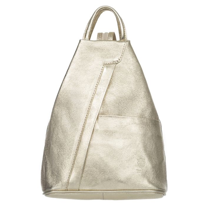 VERA PELLE plecak skórzany elegancki trójkątny V520 złoty