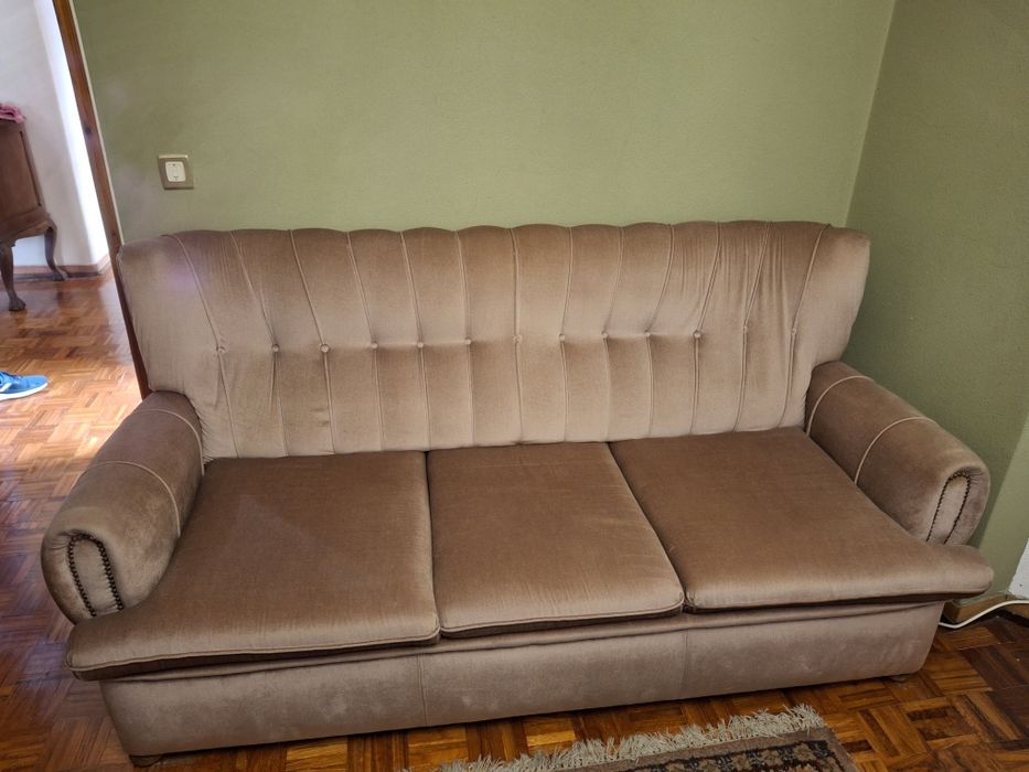 Sofá-Cama 3 lugares + 2 Poltronas | Veludo, Estilo clássico