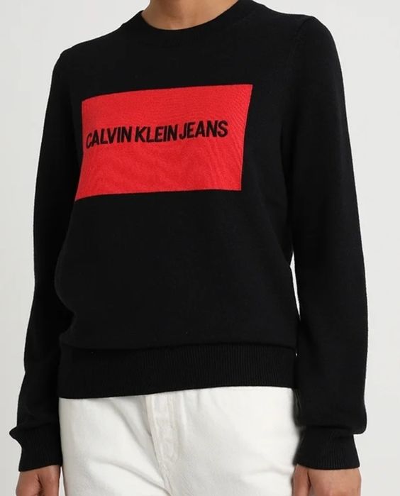 Calvin Klein sweter logowawany wełna L