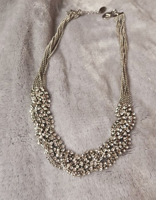 Kolia diamentowa srebrna naszyjnik