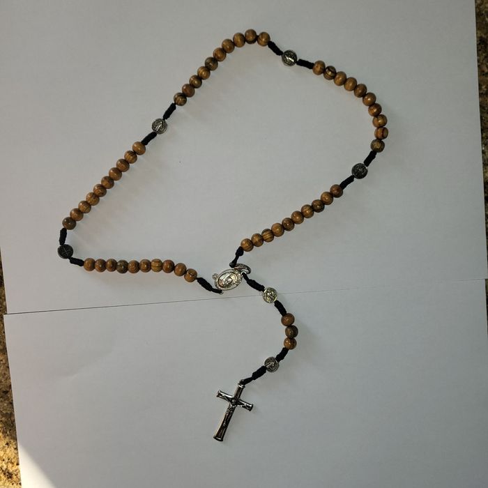 Różaniec z drzewa oliwnego Medugorje, 40cm, 2 szt