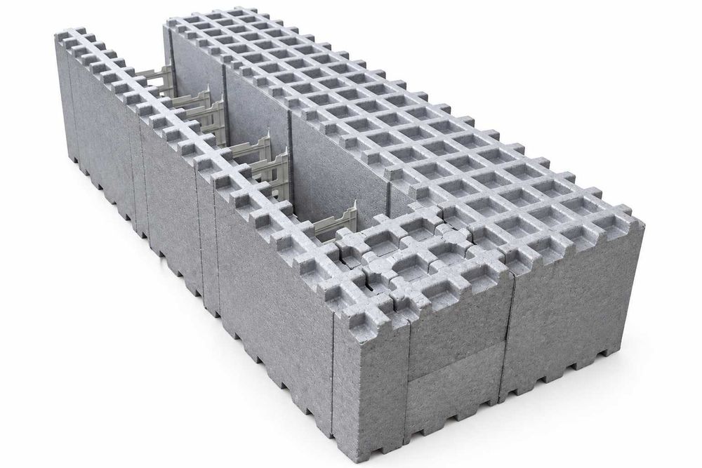 Styroblok bloczki styropianowe ICF neopor do budowy domu basenu szalunek tracony Max 100x40 cm Eps 150 grafit.