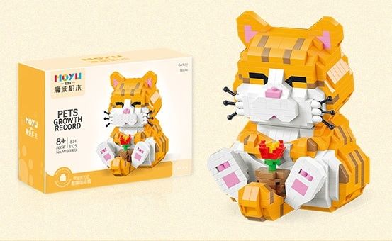 Klocki konstrukcyjne kotek pomarańczowy 834 elementy