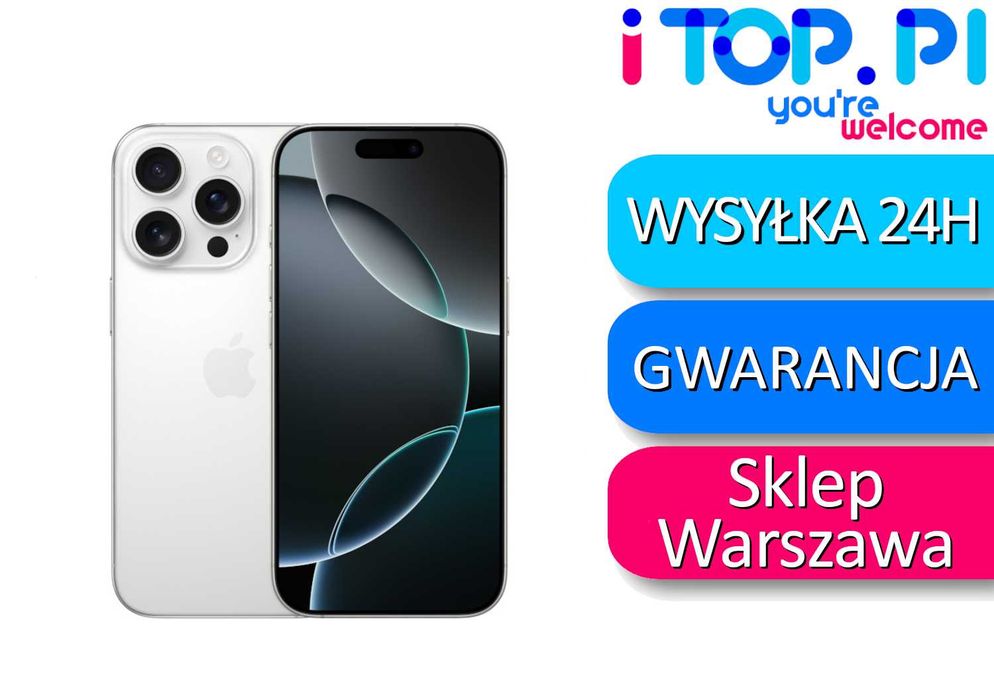 iPhone 16 Pro 128gb eSIM Tytan Biały White Titanium - Stan znakomity Premium -Sklep iTop Warszawa
