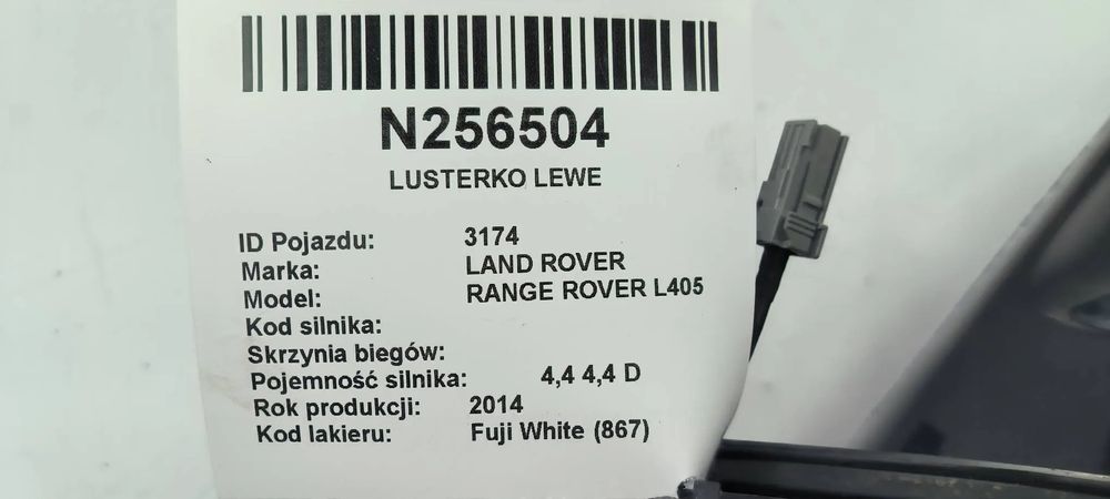 c7l2a land rover range rover l405 4.4 d automat 2014 elektryczne luste