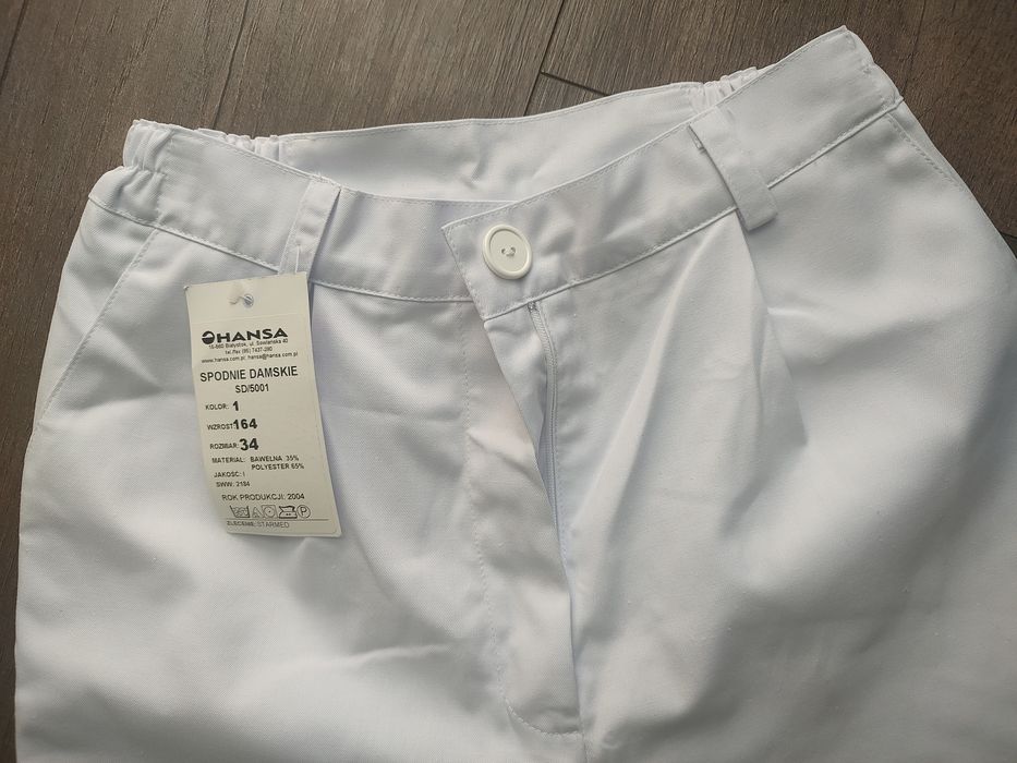 Spodnie medyczne białe r. 34