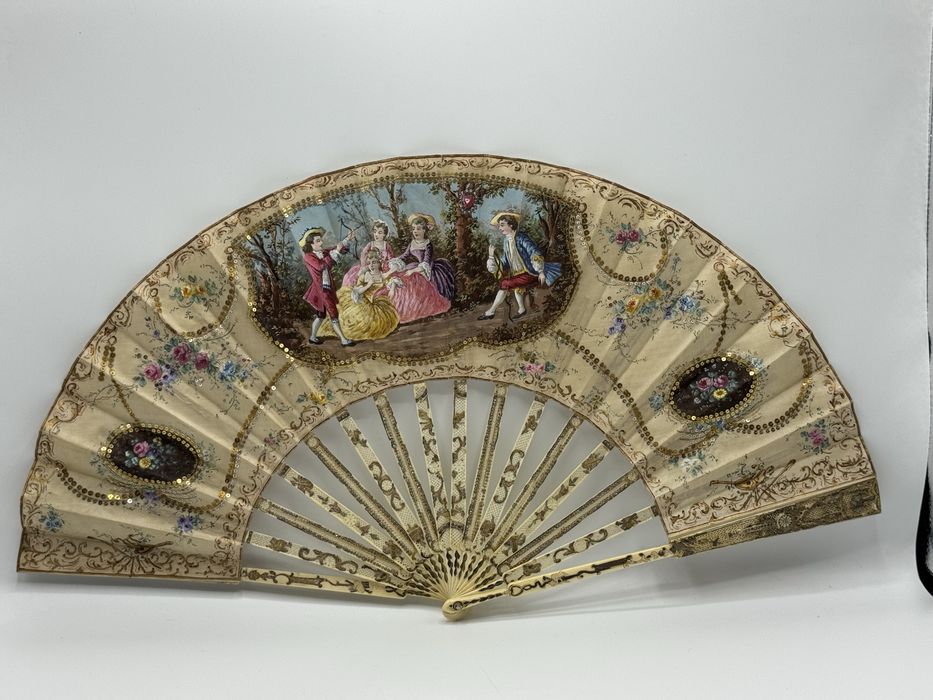 Leque Francês Elegante – Circa 1780, Estilo Luís XVI Rococó