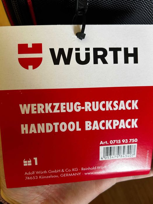 NOWY Plecak WURTH z wyposażeniem