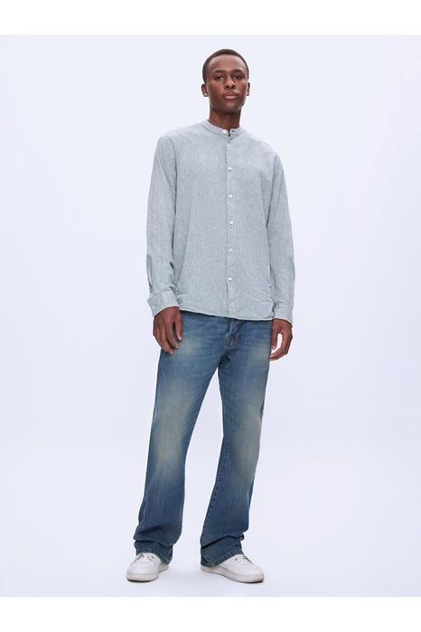 Льняная,мятная рубашка со стоичкой TU Англия