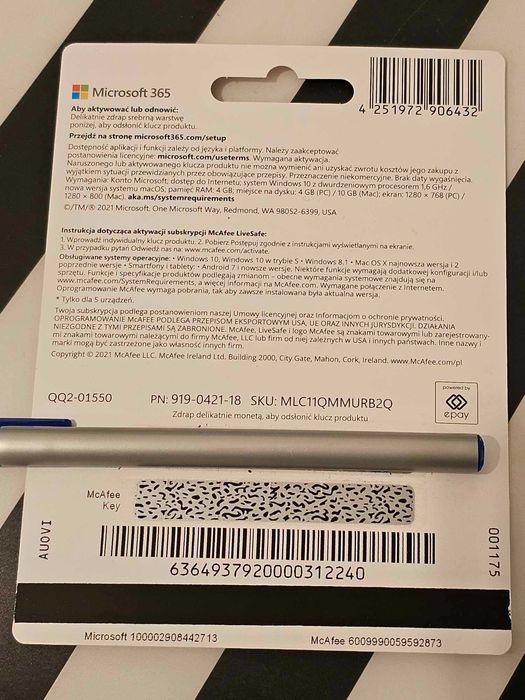 McAfee LiveSafe 5 STANOWISK subskrypcja na rok ANTYWIRUS antyvirus