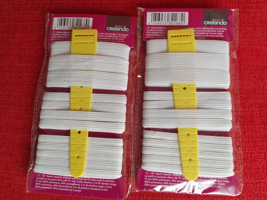2 Packages of Universal White Elastic Band, 3 Sizes × 3 m Each