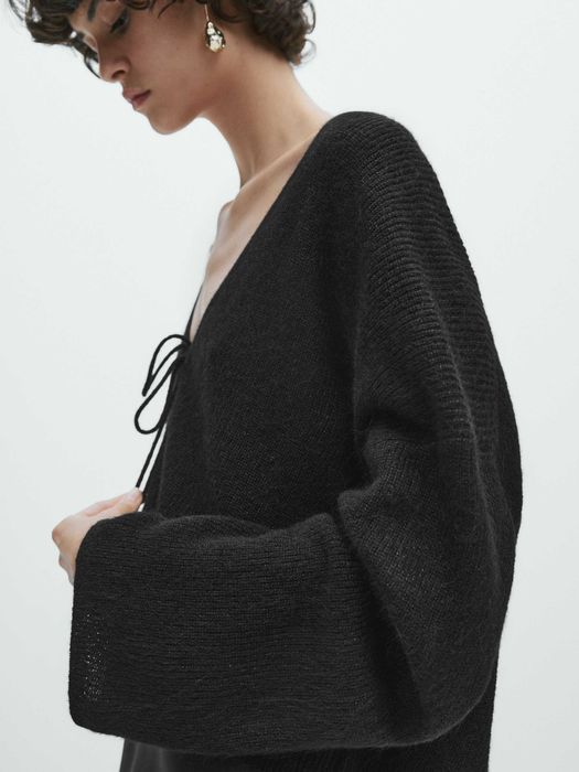 Casaco preto alpaca Massimo Dutti