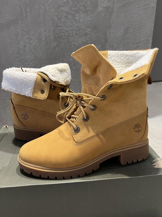 Timberland Jayne 6.5 37.5 Fleece Fold Down Women's Boot Wheat