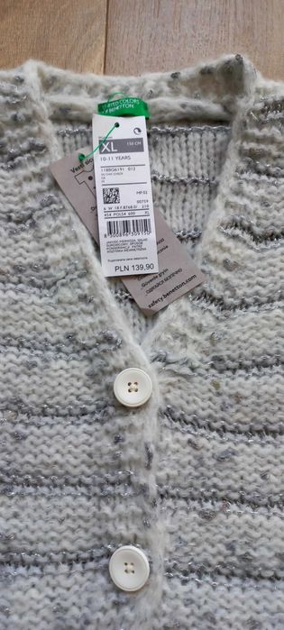 Nowy sweter Benetton XL dziewczynka 10-11 lat, 150 cm