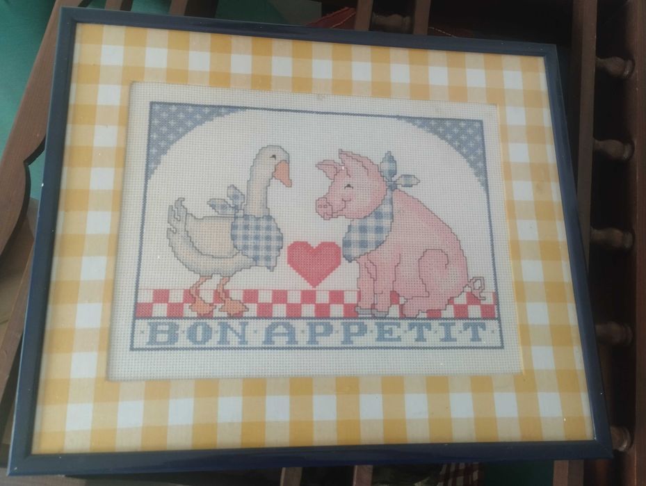 Quadro de cozinha em Ponto Cruz ( feito á mão)