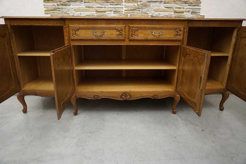 www.HD-MEBEL.pl  Komoda Dębowa Chippendale szer. 220 cm  ( P-1446 )