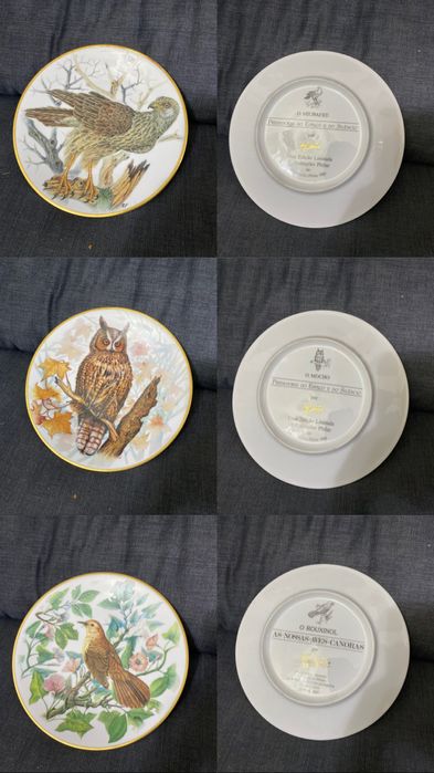 Coleção 12 pratos - aves de rapina - philae