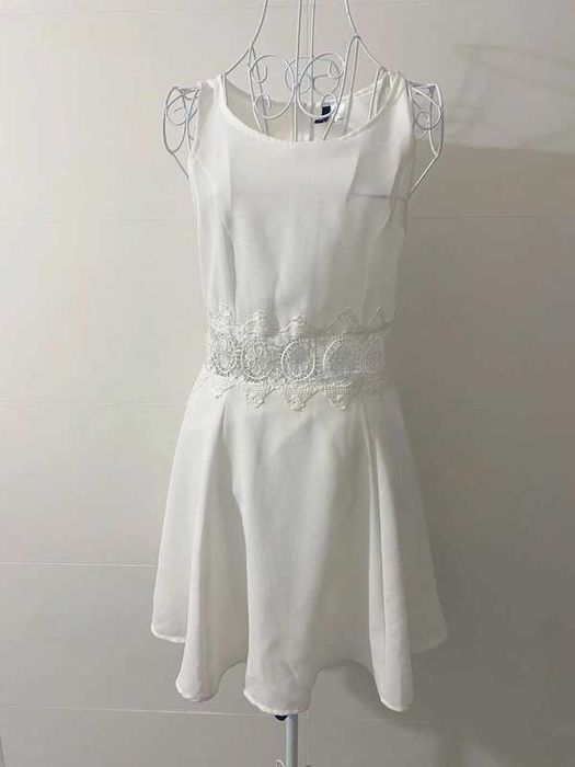 Biała sukienka z koronką H&M S/M 36/38