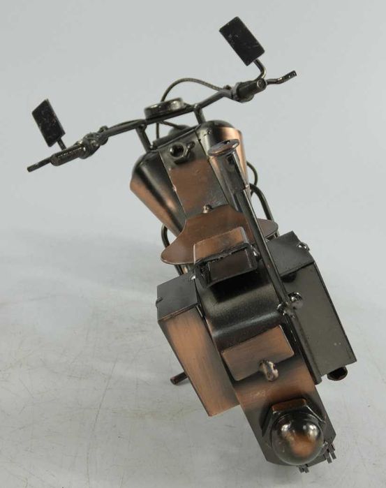 Metalowy miedziany MOTOCYKL retro pojazd 28 cm motor