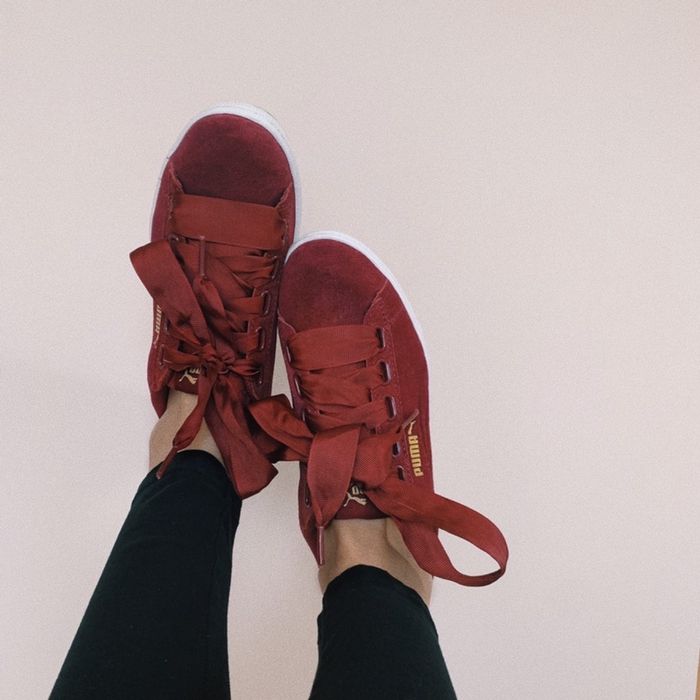 buty puma adidasy burgundowe bordowe czerwone kokardy kokardki Rihanna