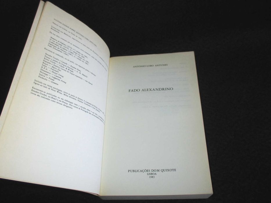Livro Fado Alexandrino António Lobo Antunes 1ª edição 1983
