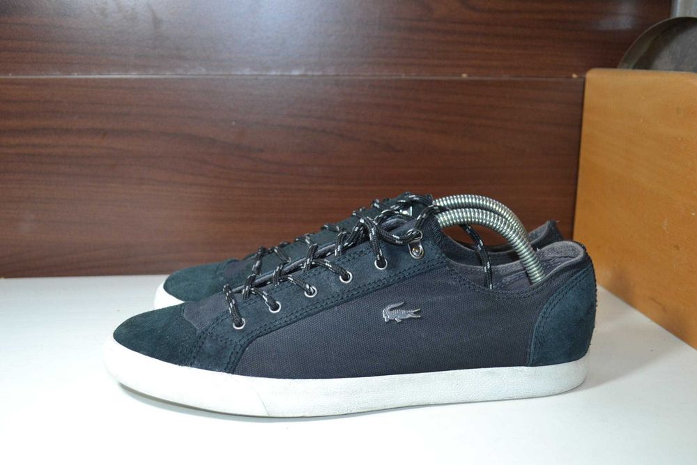 lacoste 42.5р кеды оригинал кожаные текстиль кроссовки сникерсы